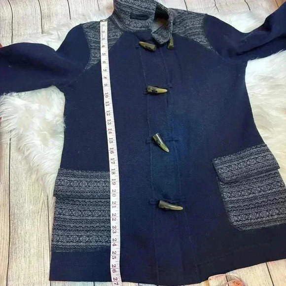 Dakini Wool Blend Jacket Sweater Navy Size M - Picture 9 of 10